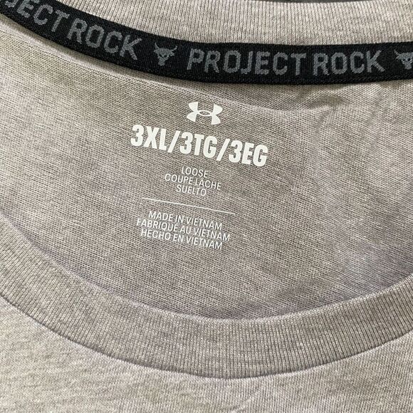 Under Armour Mens Project Rock Size 3XL Loose Fit Grey T-Shirt casual New - Picture 4 of 9
